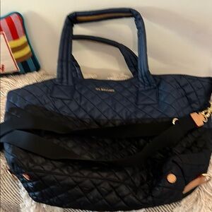 MZ Wallace Blue Quilted Nylon Travel Bag